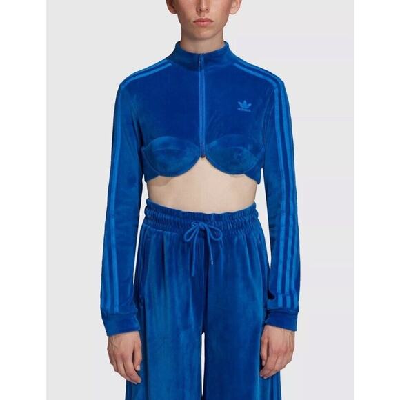 NWT Adidas x Jeremy Scott Blue Velvet Track Top Women's Size XS (H50965) - Picture 2 of 8